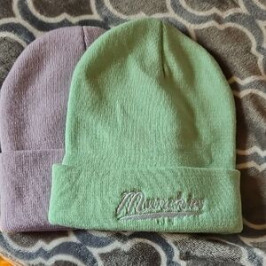 Beanie Set - Green and Purple